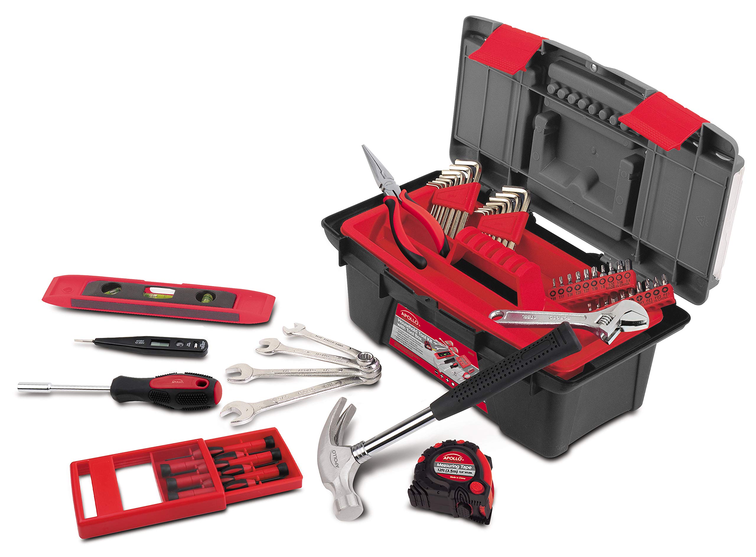 Apollo Tools 53 Piece Household Tool Set Includes Tools and Tool
